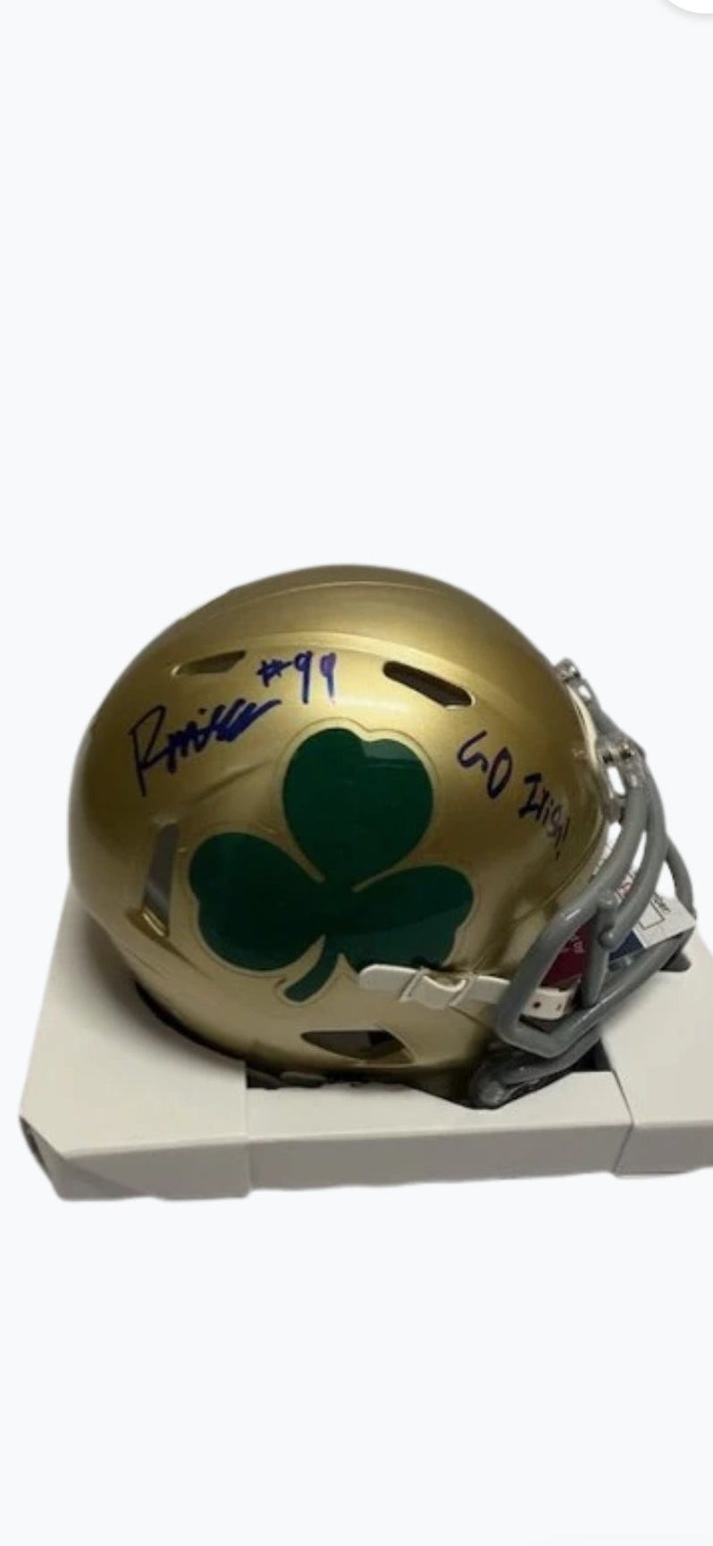 Joe Theismann Autographed “Go Irish!” Notre Dame mini helmet Replica Helmet