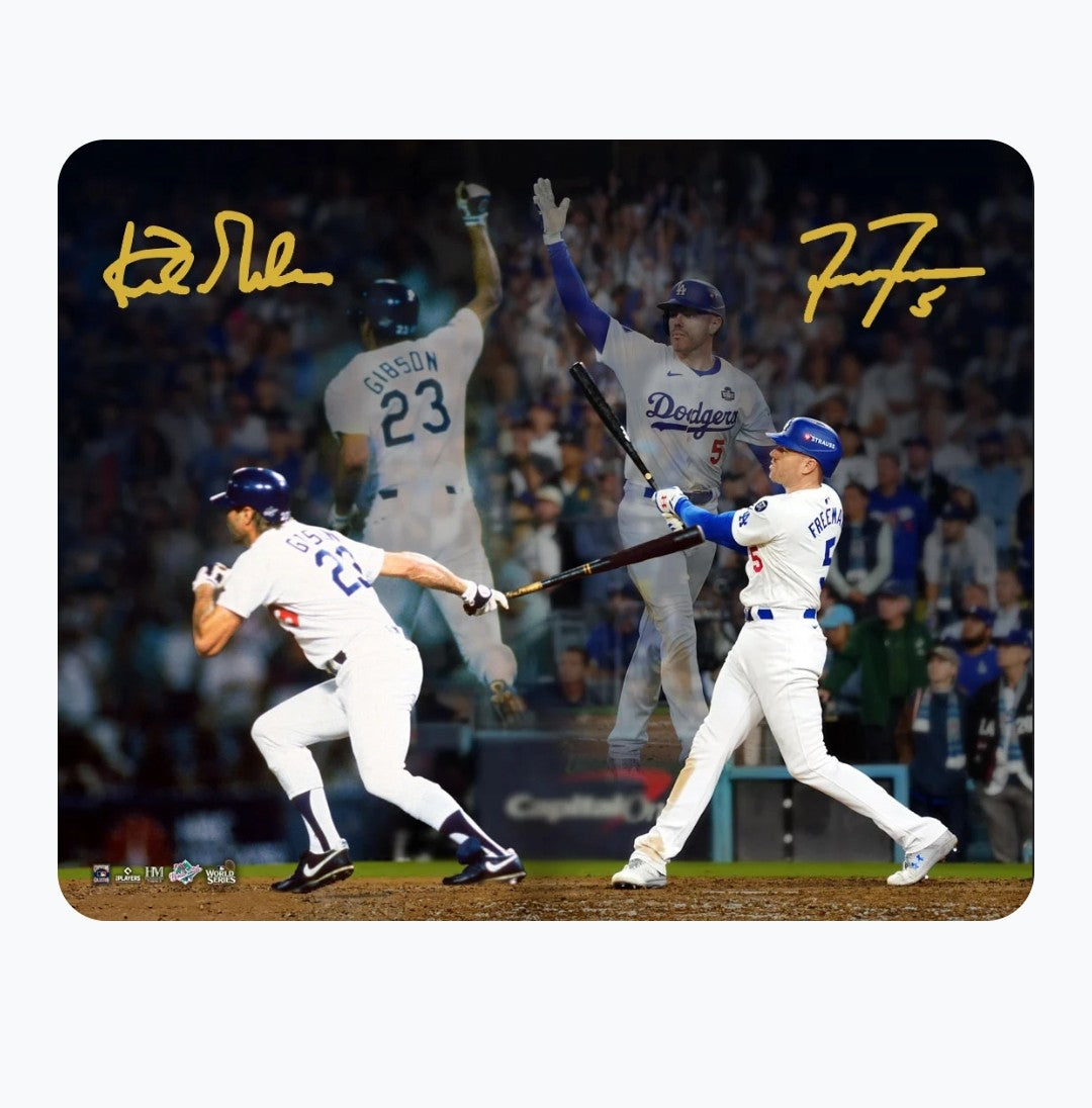 Freddie Freeman & Kirk Gibson Dual Autographed 16x20 Photo