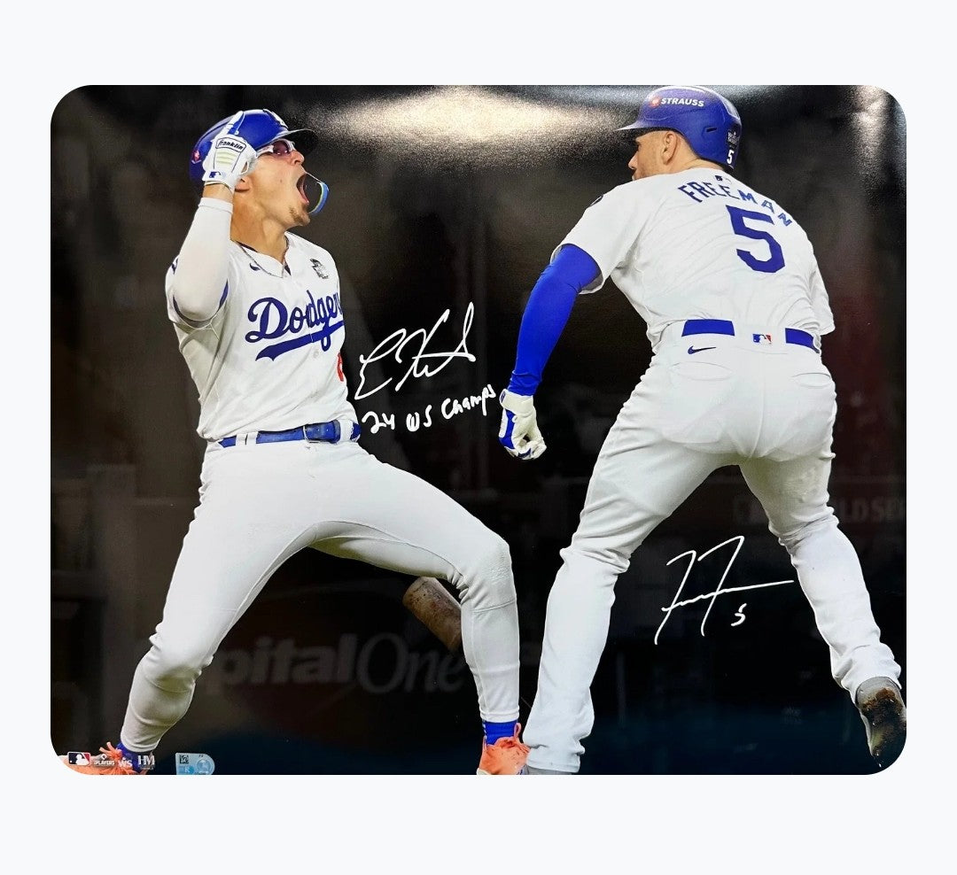 Kike Hernandez & Freddie Freeman Dual Autographed "24 WS Champs" 16x20 Photo - Celebration