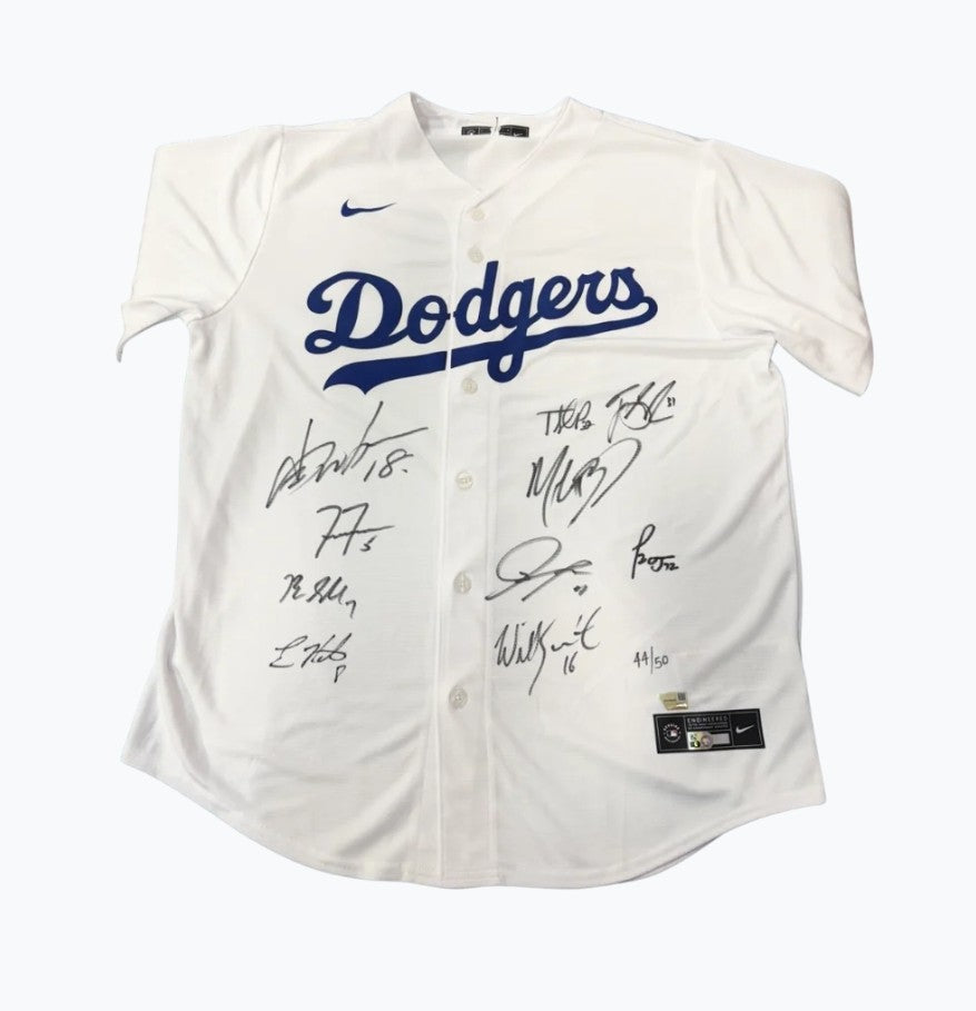 Los Angeles Dodgers 2025 World Series Team Autographed Replica Jersey - Yoshinobu Yamamoto, Roki Sasaki, Freddie Freeman, Mookie Betts, Will Smith, Teoscar Hernandez, Blake Snell, Kike Hernandez, Miguel Rojas, Tyler Glasnow