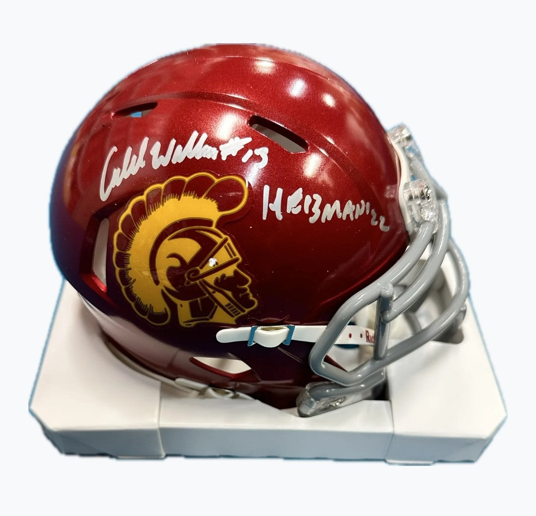 Caleb Williams USC Trojans Autographed "2022 Heisman" Inscription Mini Helmet