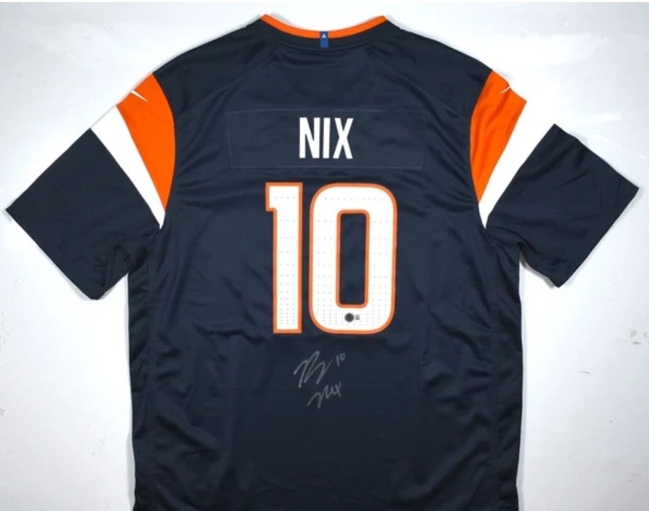 Bo Nix Denver Broncos Autographed Blue Custom Jersey